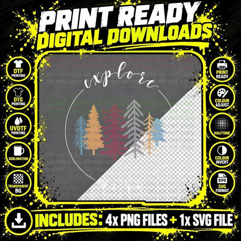 Explore More Outdoor Adventure Hiking Camping Minimal Png SVG Digital Bundle