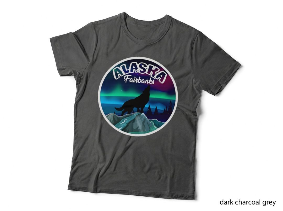 Fairbanks Alaska Northern Lights Wolf, Winter Adventure, Aurora Borealis T-Shirt