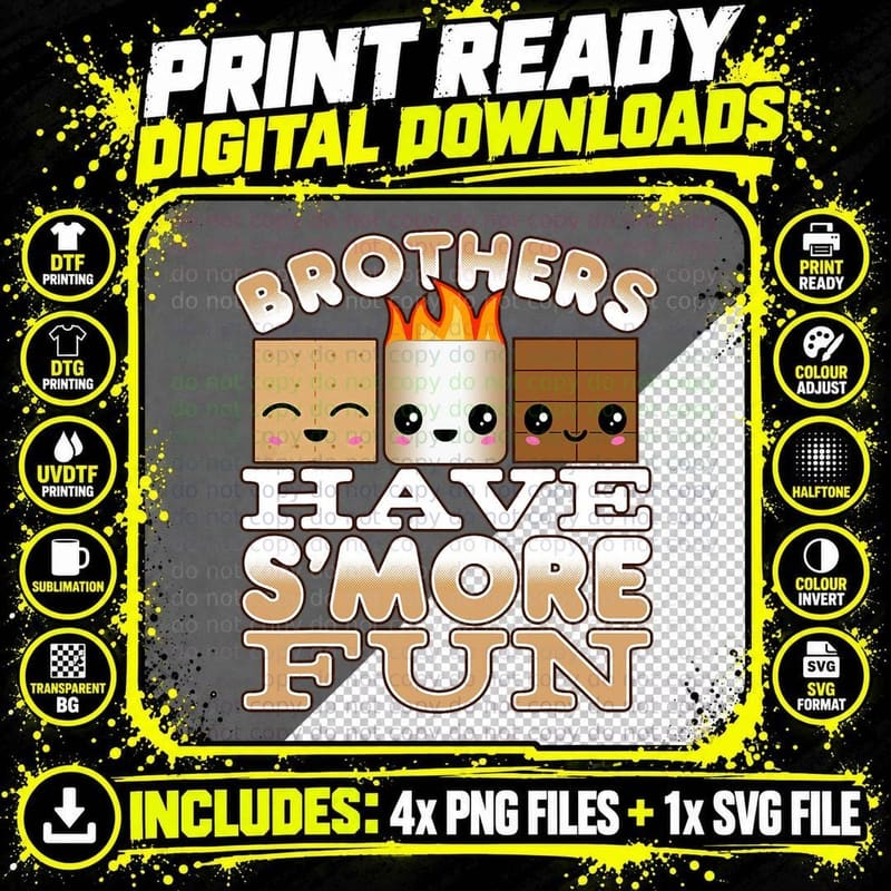 Family Camping Shirts for Boys Brothers Have S'more Fun Png SVG Digital Bundle