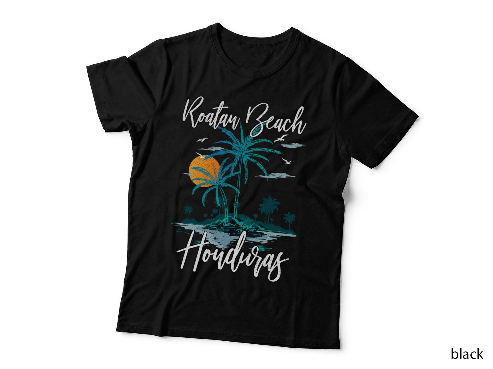 Family Vacation Retro Sunset Honduras Roatan Beach, Travel Souvenir T-Shirt