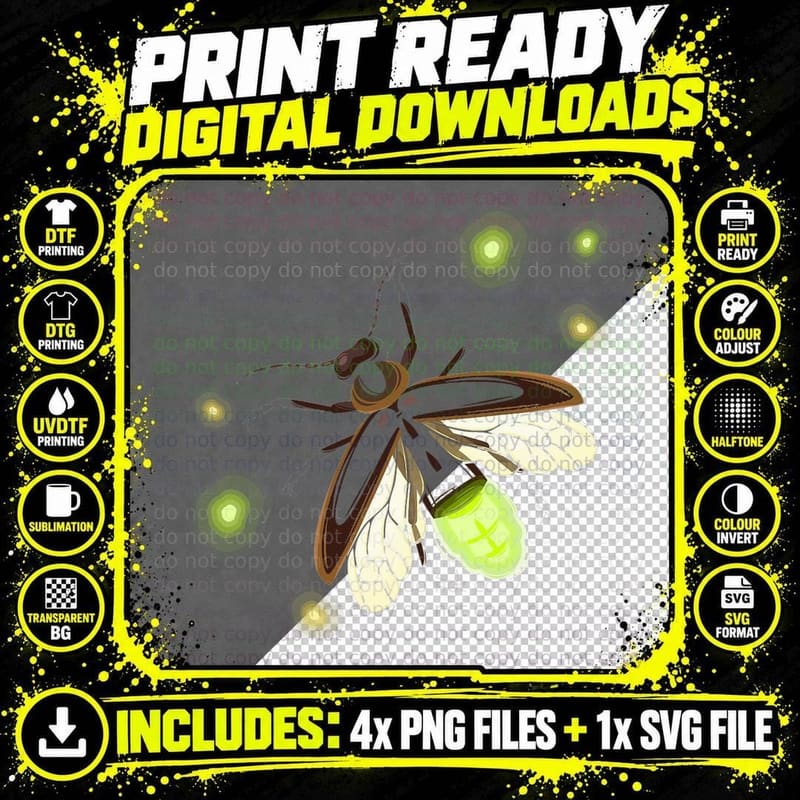 Firefly Nature Camping Insect, Outdoor Adventure, Summer Png SVG Digital Bundle