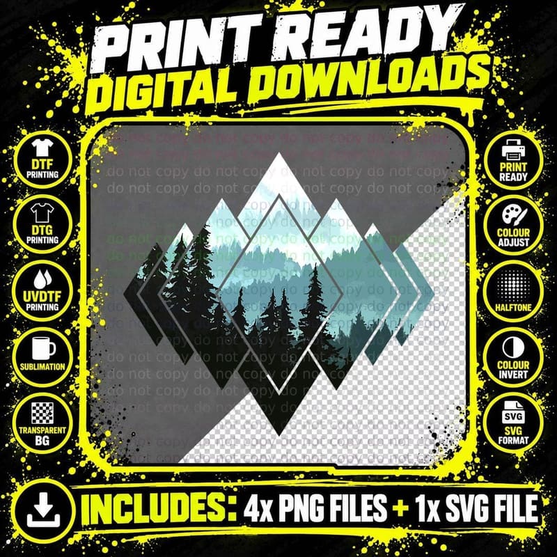 Forest Nature Mountains Trekking Hiking Camping Outdoor Png SVG Digital Bundle