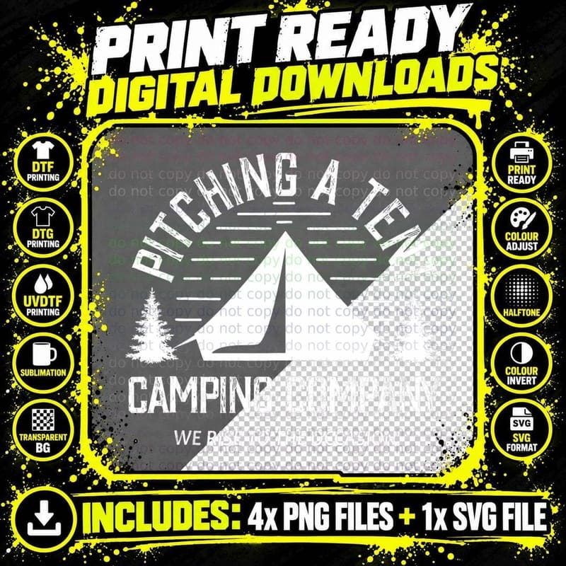Funny Adult Camping Shirts Men Women Pitching a Tent Png SVG Digital Bundle