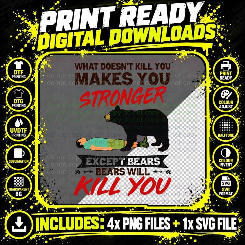 Funny Bears Will Kill You Bear Attack Camping Camper Png SVG Digital Bundle