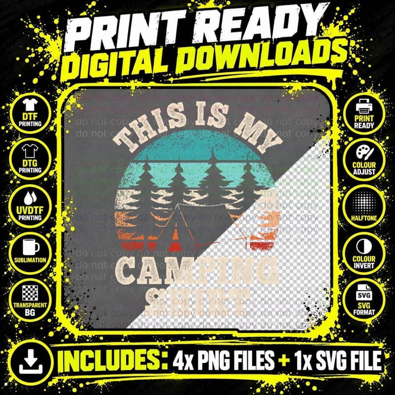 Funny Camper Hiking Nature Outdoor This Is My Camping Png SVG Digital Bundle