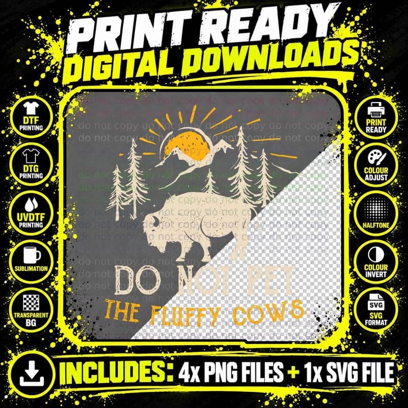 Funny Camping Wilderness Animal Do Not Pet the Fluffy Png SVG Digital Bundle