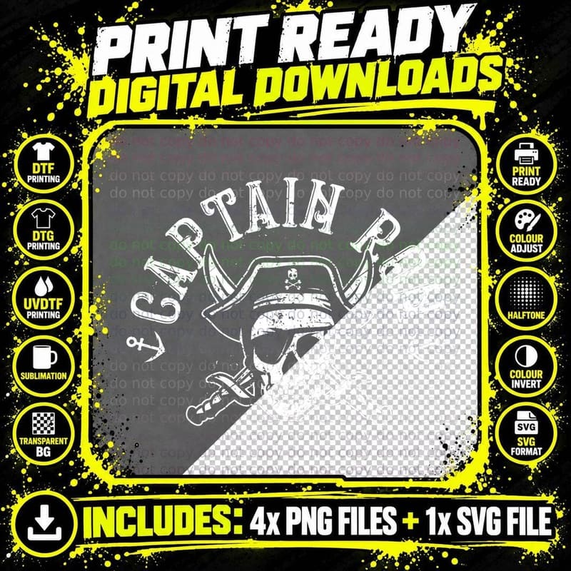 Funny Captain Ron Pirate Gift Design Joke Idea Png SVG Digital Bundle