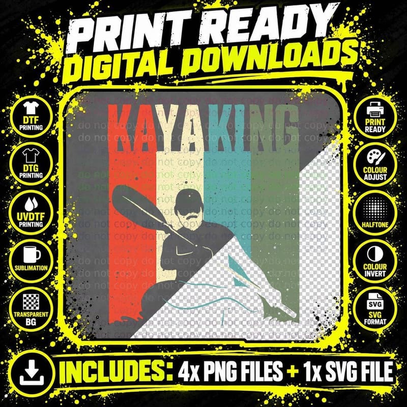 Funny Kayaking Design for Men Women Kayak Rafting Row Png SVG Digital Bundle