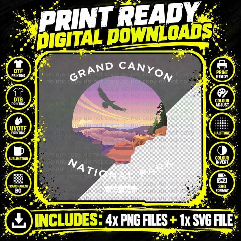 Grand Canyon Arizona US National Park Travel Hiking Png SVG Digital Bundle