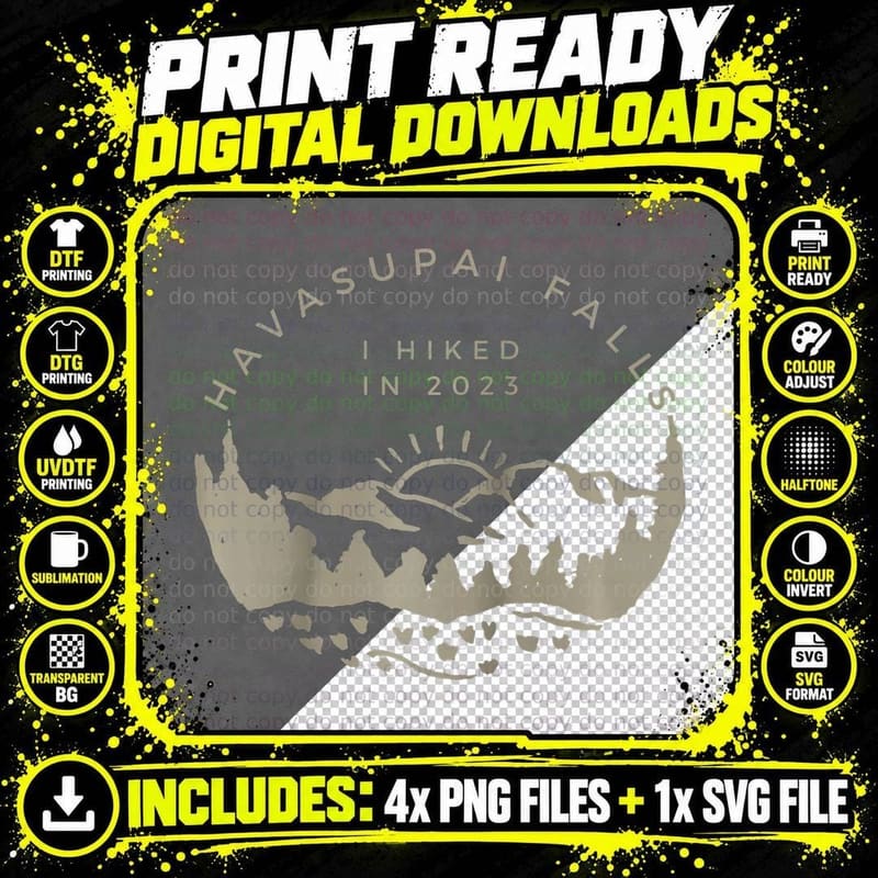 Grand Canyon Havasu Falls Arizona Hiking Camping - Png SVG Digital Bundle