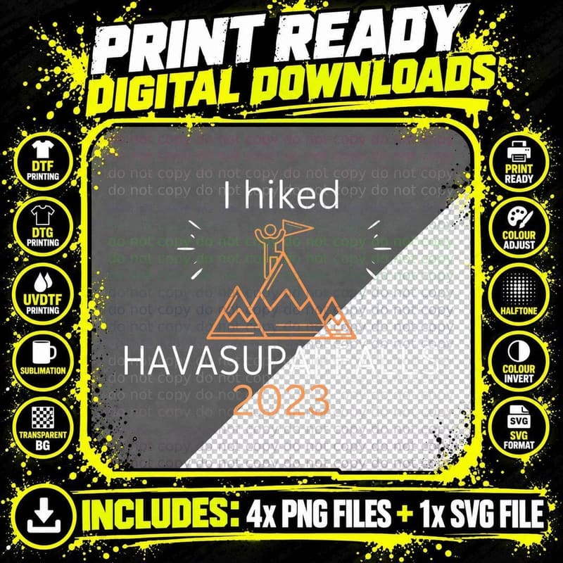 Grand Canyon Havasu Falls Arizona Hiking Camping Png SVG Digital Bundle