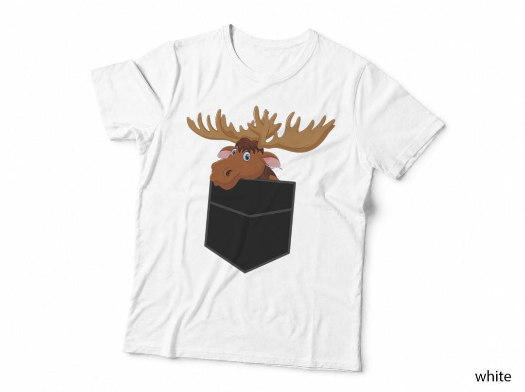Great Moose Breast Pocket Design, Nature Lover Gift, Forest Theme T-Shirt