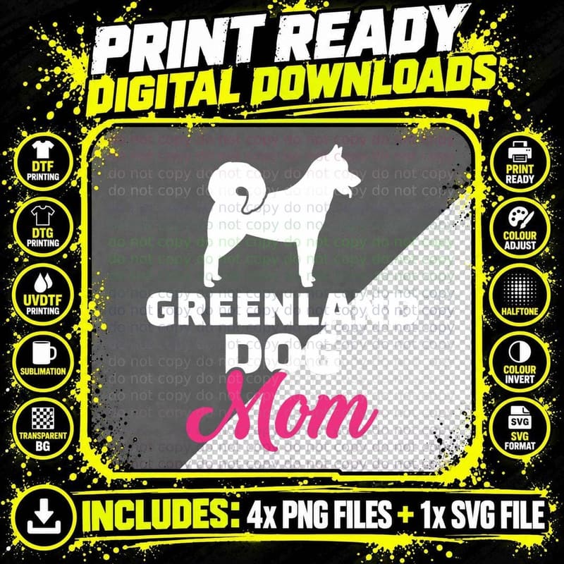 Greenland Dog Mom, Arctic Dog Lover, Husky Mom Gift Png SVG Digital Bundle
