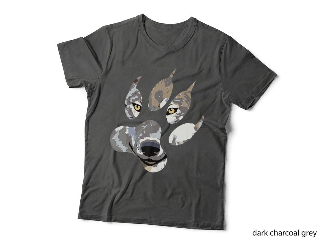 Grey Wolf Lover Lone Wolf Paw Silhouette, Wolf Lovers Gift T-Shirt