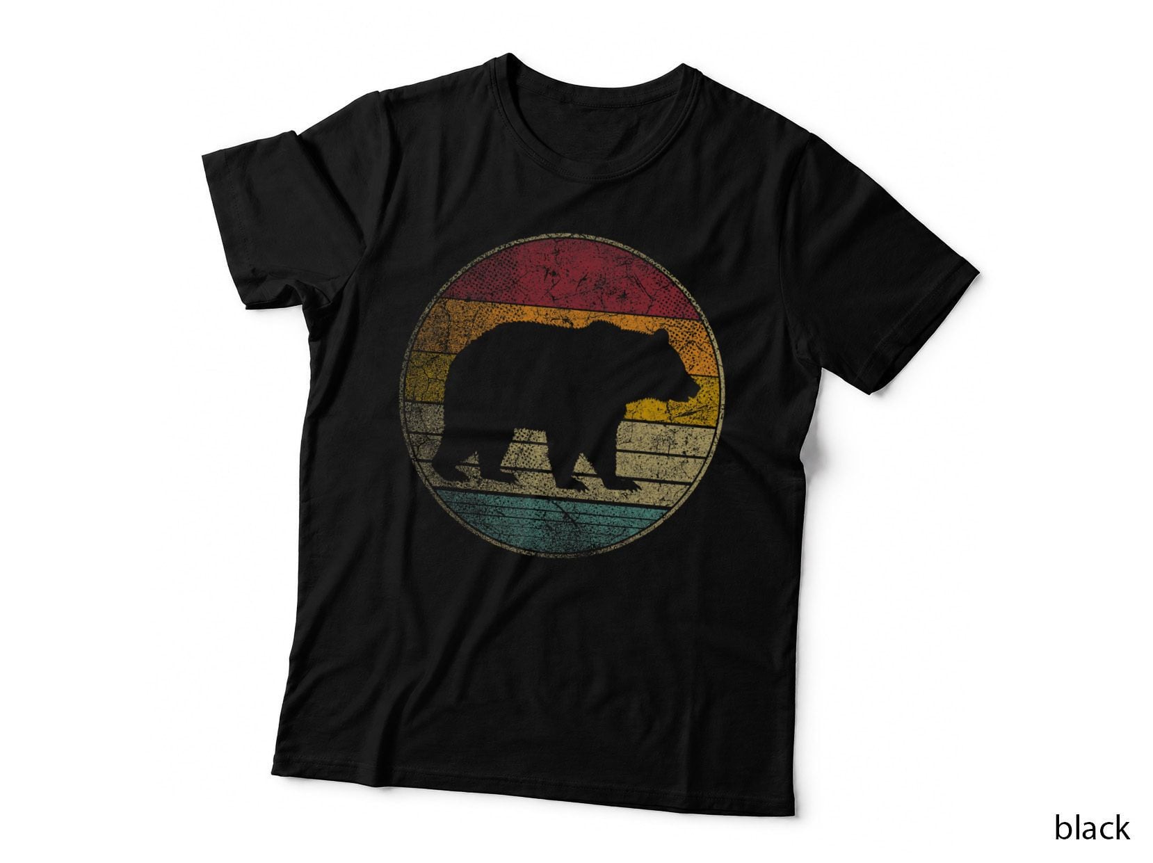 Grizzly Bear Vintage Retro Nature Zoo Papa Mama Hiking Camp T-Shirt