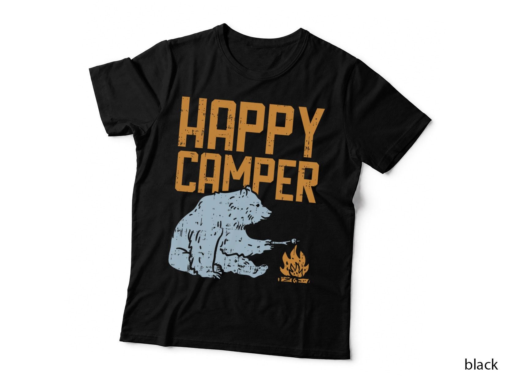 Happy Camper Bear Vacation Hiking Camp Campfire Camping Gift T-Shirt