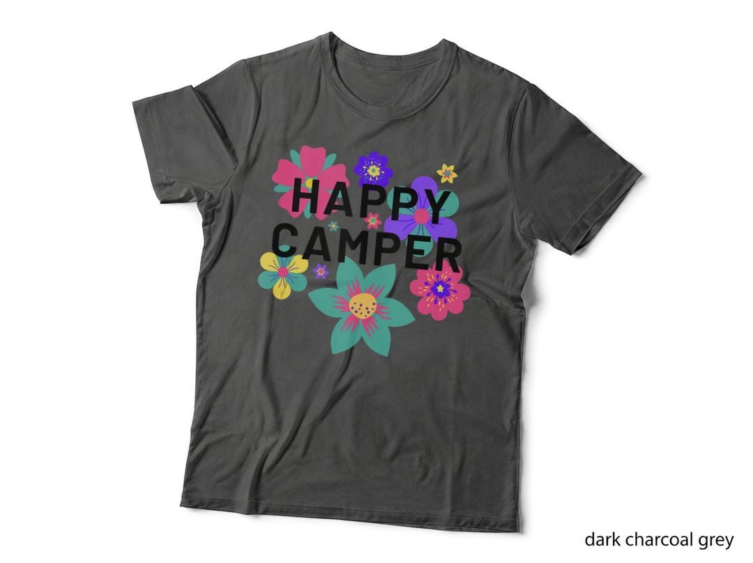 Happy Camper Floral Layering Flowers Camping for Women, Traveler Gift T-Shirt