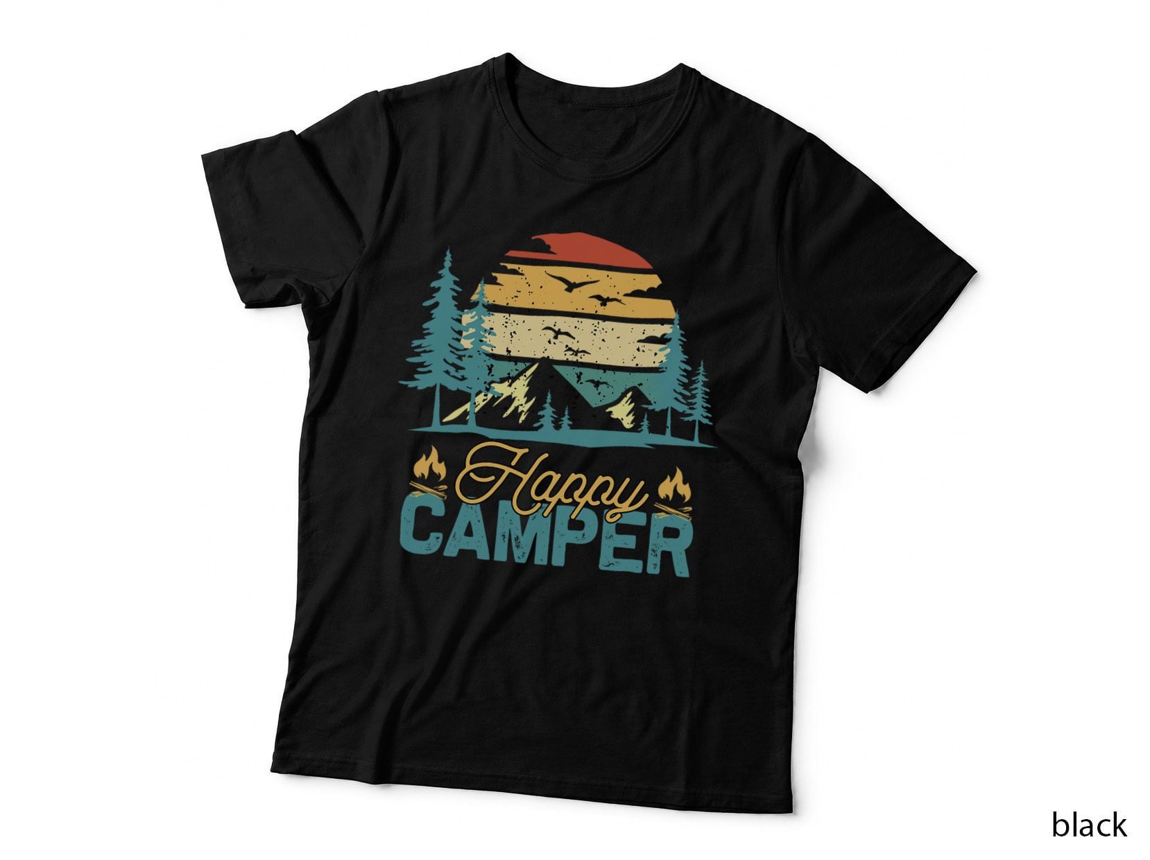 Happy Camper Retro Vintage Funny Matching Camping Crew T-Shirt