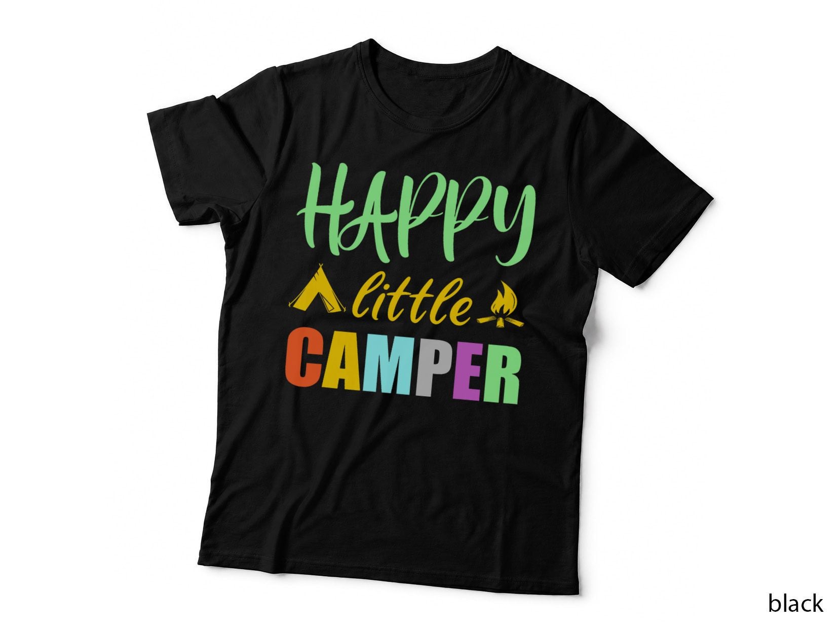 Happy Little Camper Tent Campfire for Camping Kids, Outdoor Adventure T-Shirt