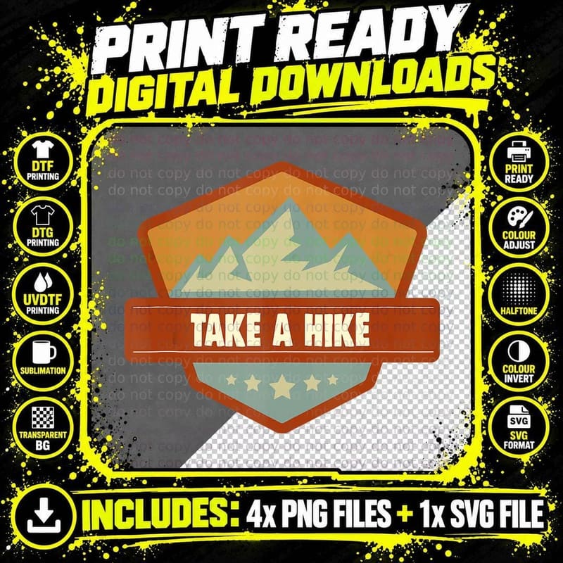 Hiking Camping Quote Take a Hike, Outdoor Adventure Png SVG Digital Bundle