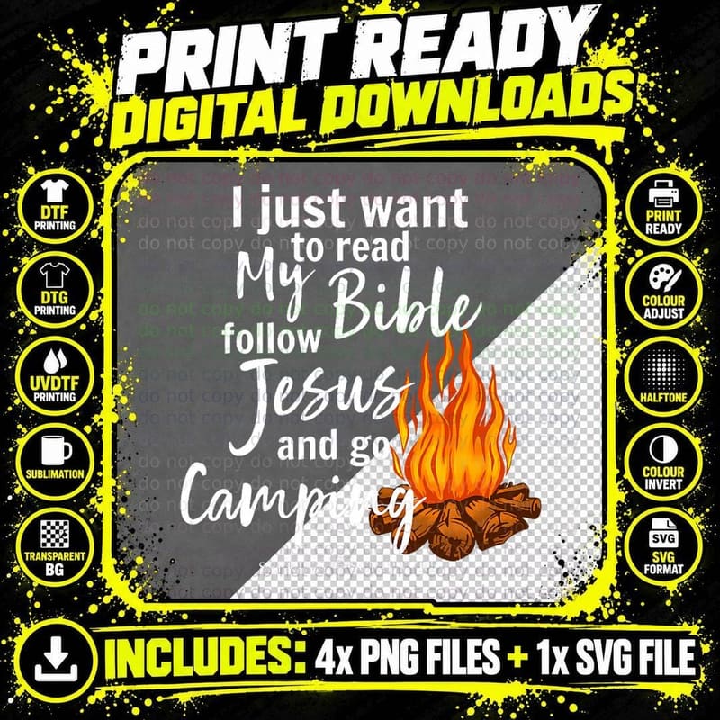 I Just Wanna Read My Bible, Follow Jesus Png SVG Digital Bundle