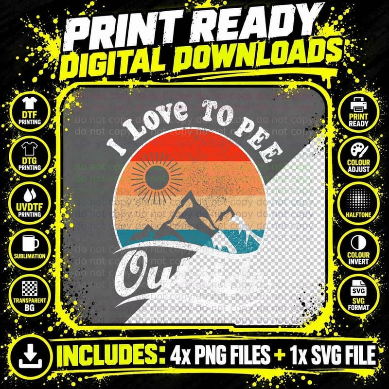 I Love to Pee Outside Retro Vintage Hiking Design T-Shirt Png SVG Digital Bundle