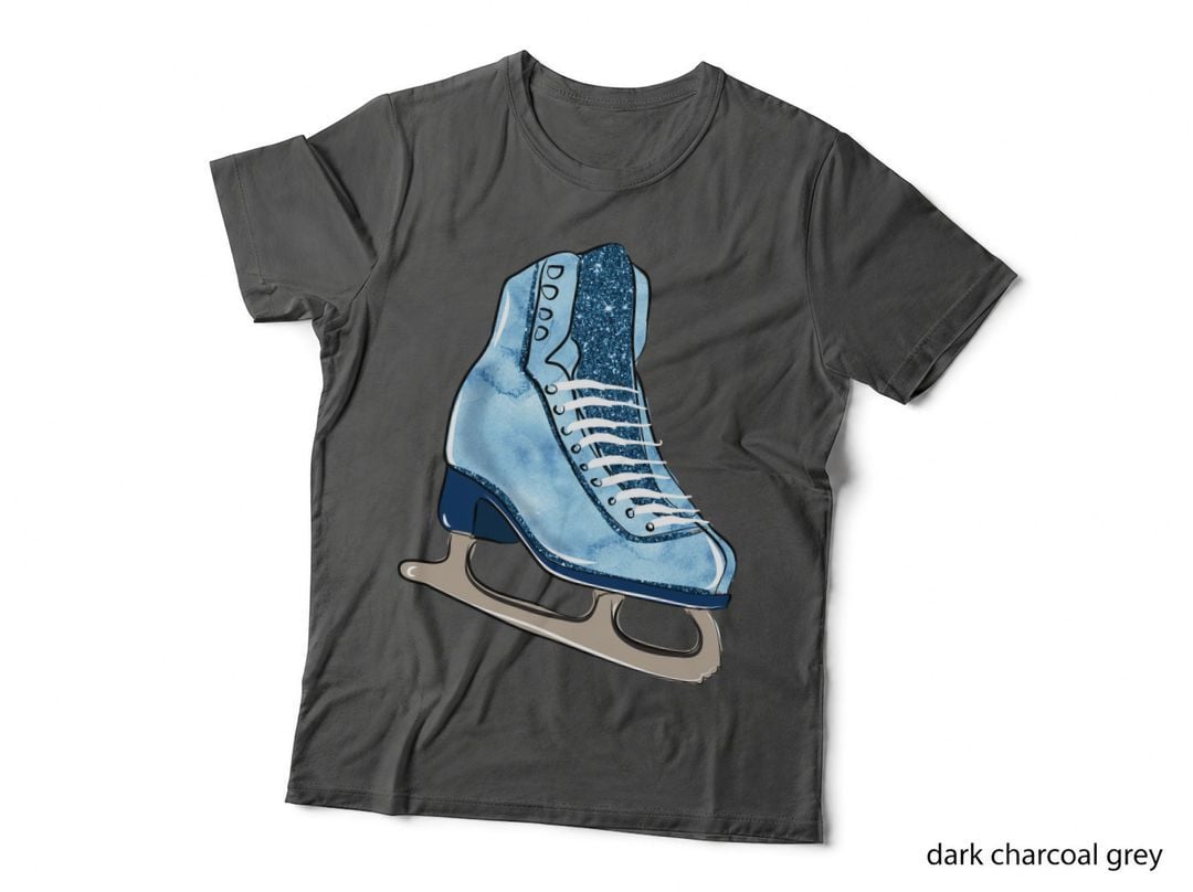 Ice Skate Glittering Blue Sky Winter T-Shirt, Winter Graphic Tee