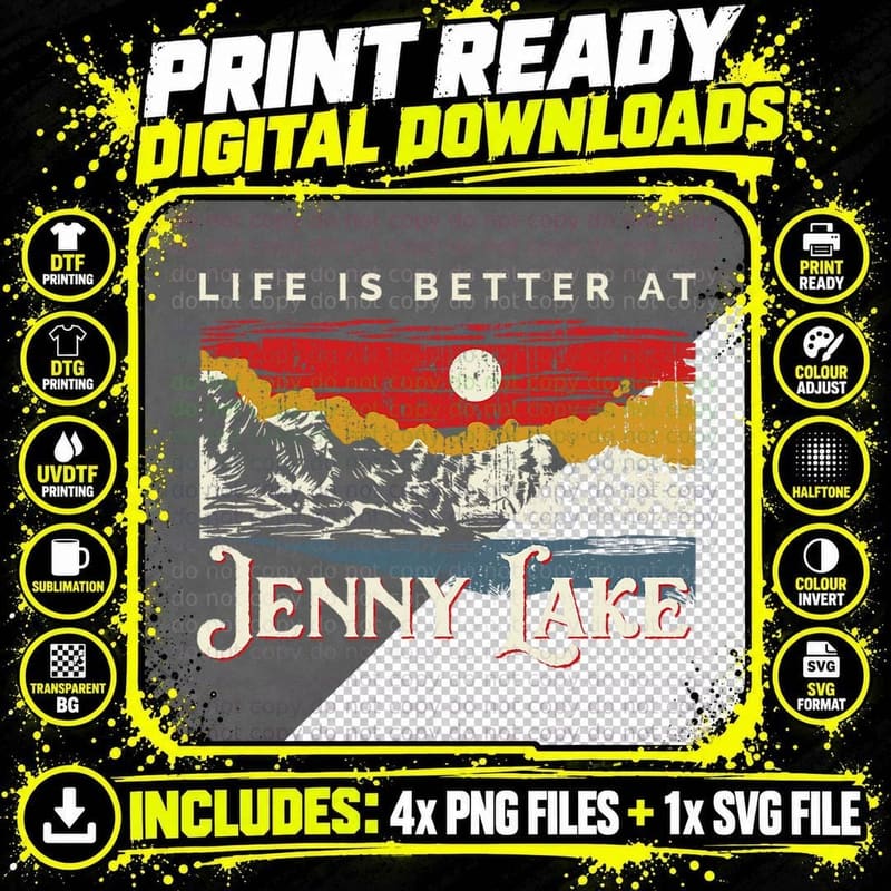 Jenny Lake Life Is Better at the Lake Camping T-Shirt Png SVG Digital Bundle