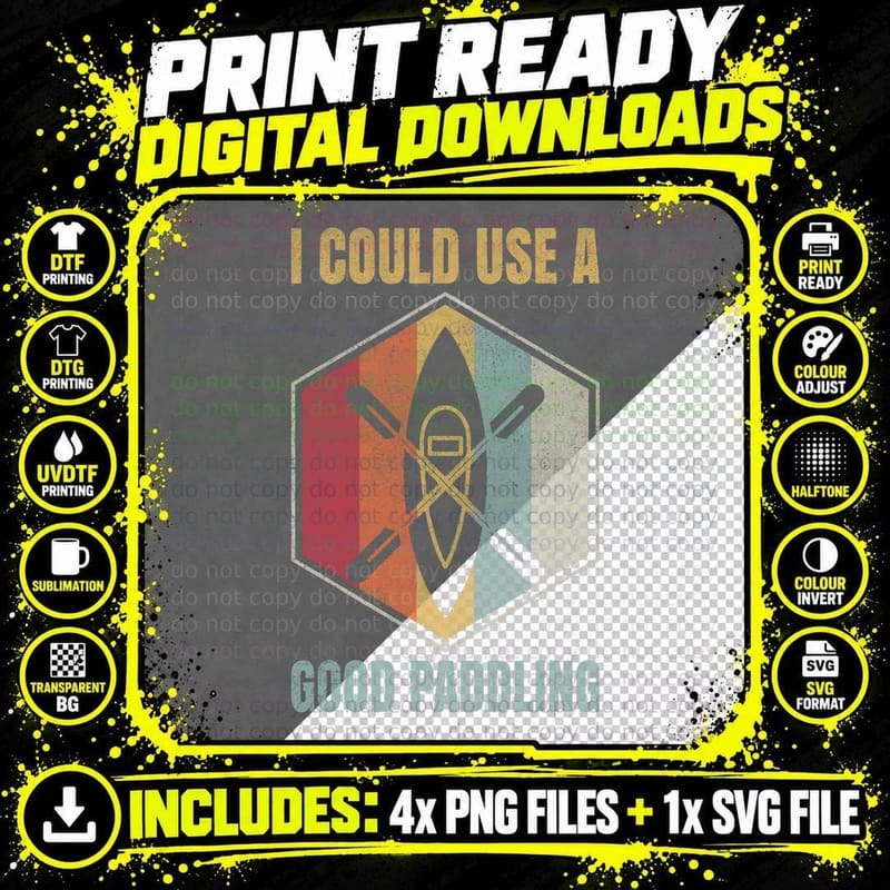 Kayak Lovers Good Paddling Retro Kayaker Funny Kayaking Png SVG Digital Bundle