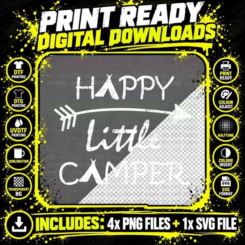Kids Happy Little Camper T-Shirt Camping Gift Shirt Png SVG Digital Bundle