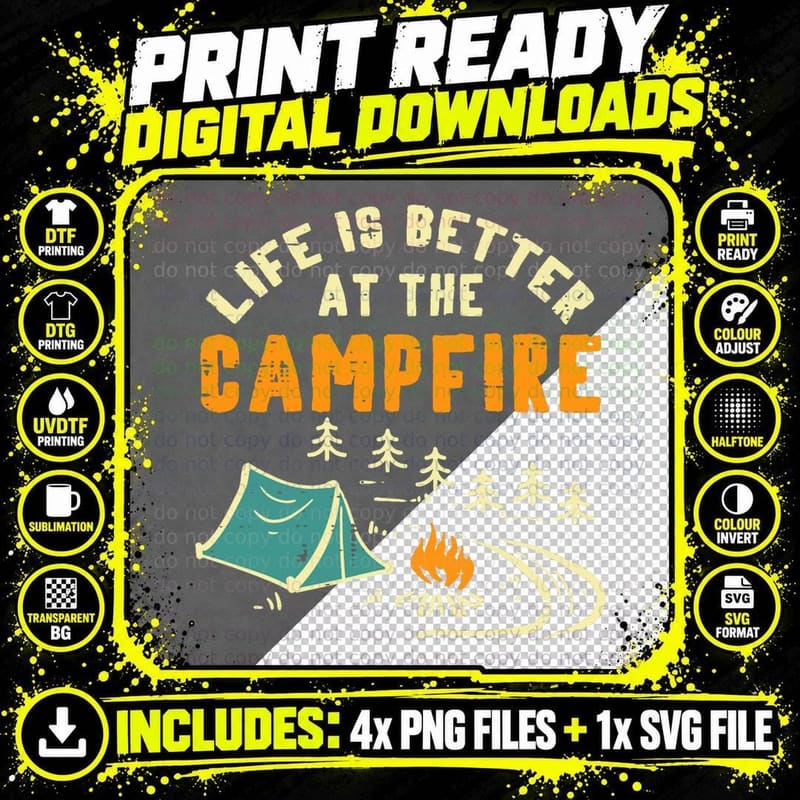 Life Better Campfire Camping Camper Boys Girl Kids Men Png SVG Digital Bundle
