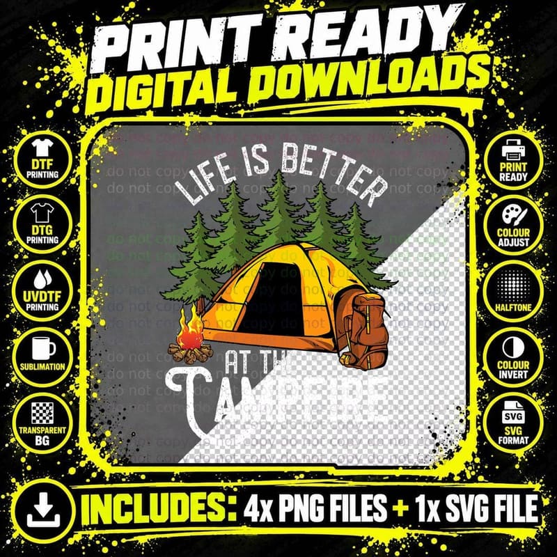 Life Is Better at the Campfire as Funny Camping T-Shirt Png SVG Digital Bundle