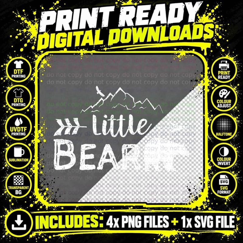 Little Bear Shirt Matching Family Mama Papa Bear Camping Png SVG Digital Bundle