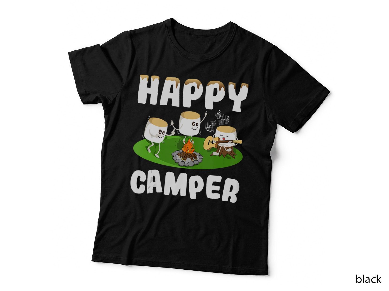 Marshmallows Happy Camper RV Life Camping Bonfire T-Shirt