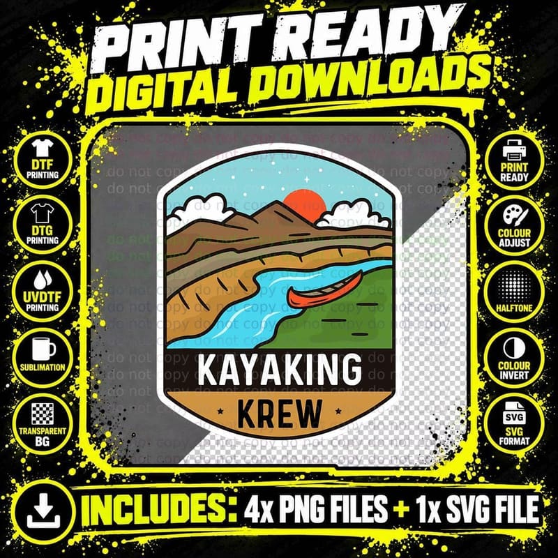 Matching Kayaking Gear Women Kayak Lover Kayaking Krew Png SVG Digital Bundle