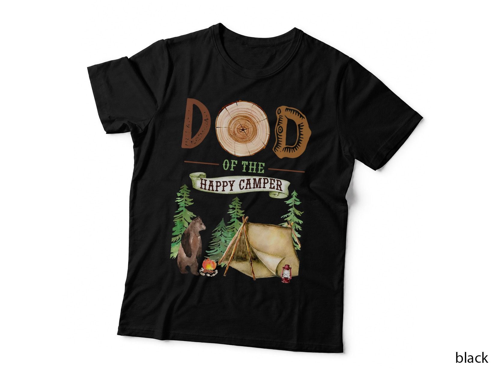 Mens Dad of the Happy Camper First Birthday Camping Daddy Dada T-Shirt