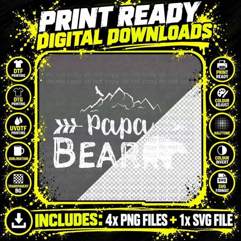 Mens Papa Bear Shirt Matching Family Mama Papa Bear Png SVG Digital Bundle
