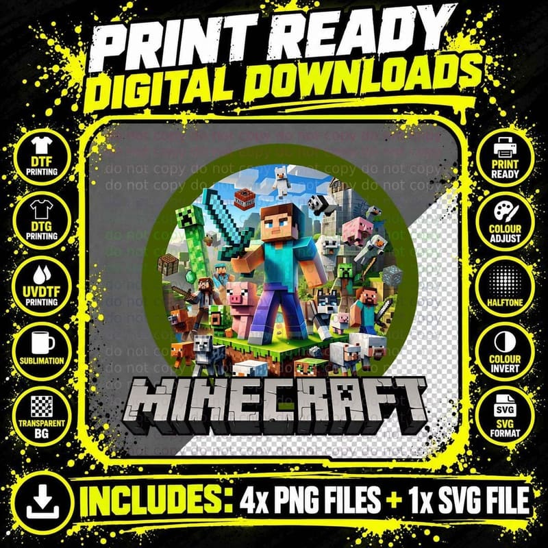 Miner T-Shirt, Crafting Adventure, Video Game Fan Apparel Png SVG Digital Bundle