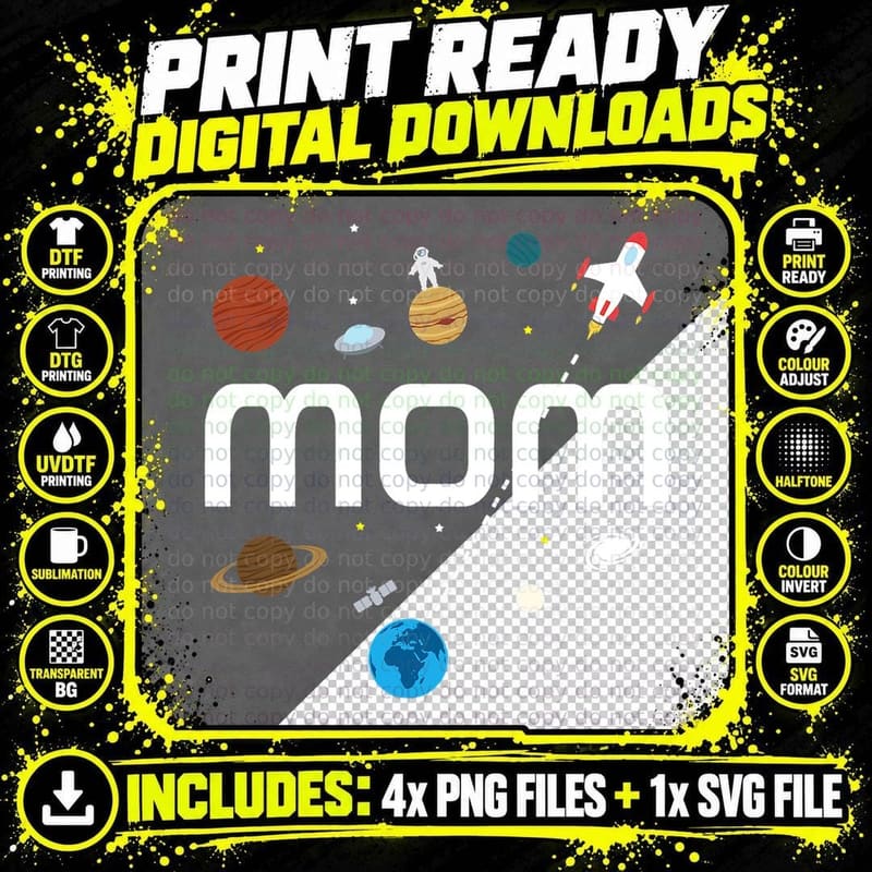 Mom Outer Space Birthday Party T-Shirt, Space Adventure Png SVG Digital Bundle