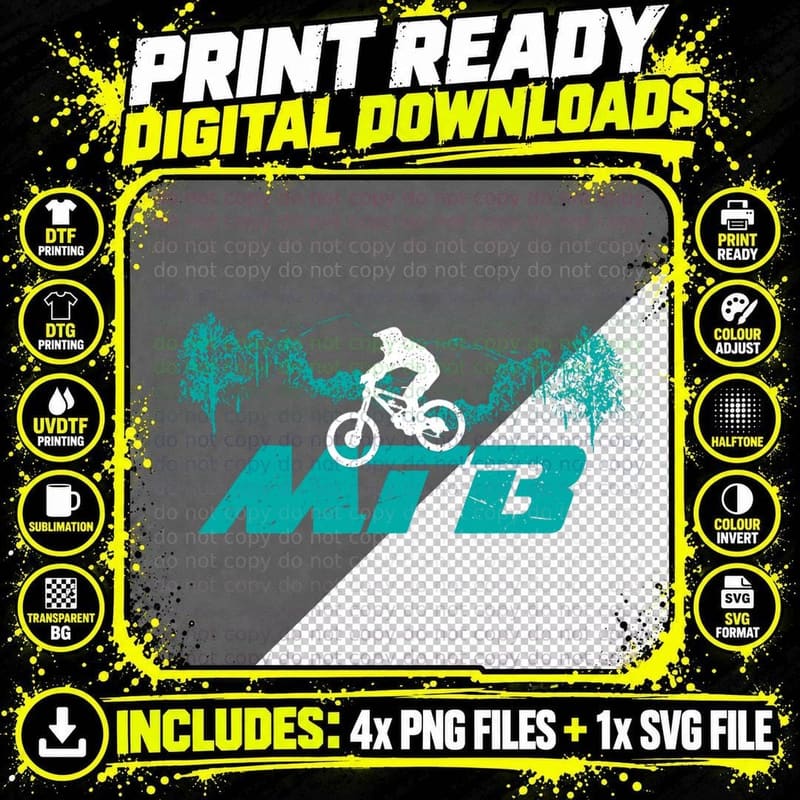 Mountain Bike - MTB Downhill Biking Biker Gift T-Shirt Png SVG Digital Bundle