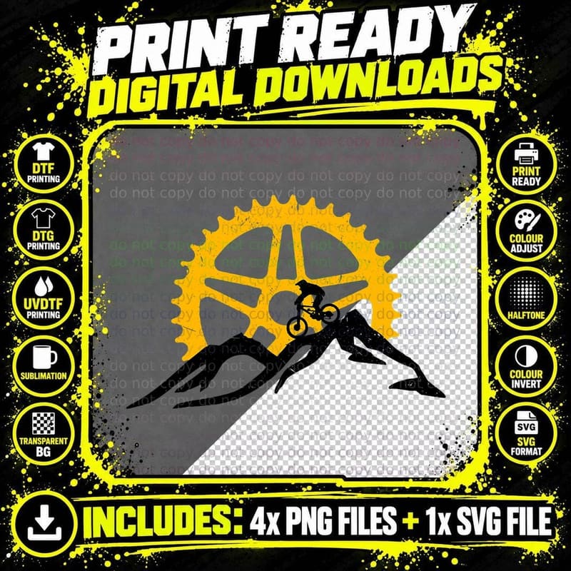 Mountain Bike T-Shirt - MTB Downhill Biking Shirt Gift Png SVG Digital Bundle