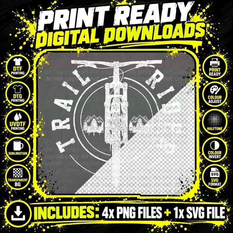 Mountain Bike Trail Rider MTB Biking Mountain Biker Gift Png SVG Digital Bundle
