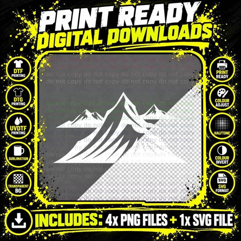 Mountain with Forest Scene Outdoor T-Shirt Png SVG Digital Bundle