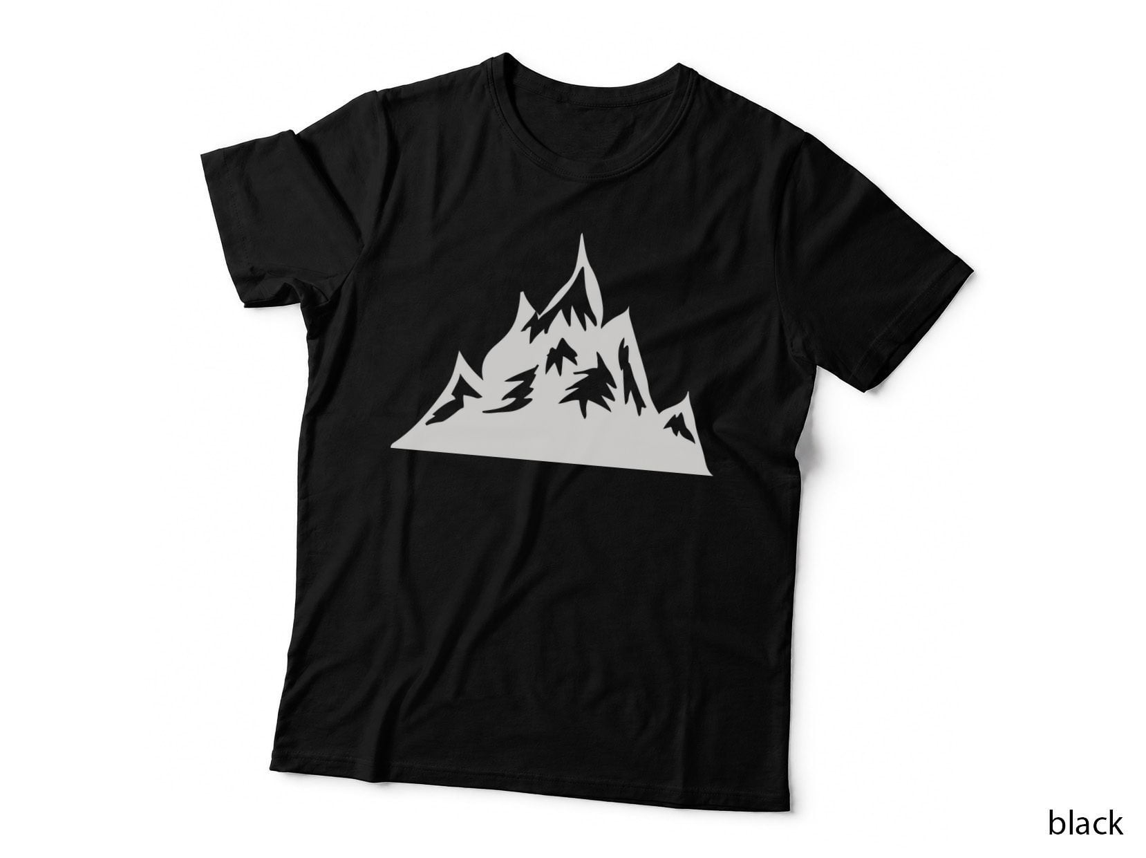 Mountain with Forest Silhouette Outdoor T-Shirt, Nature Adventure Graphic Tee