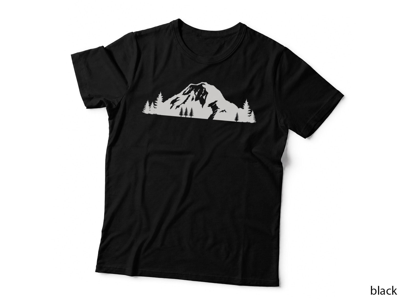 Mountain with Forest Treeline Outdoor T-Shirt, Nature Adventure Graphic Tee