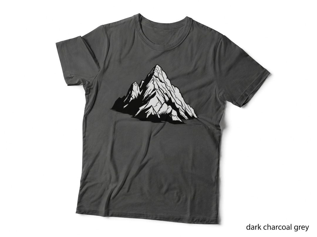 Mountain with Snow Texture Outdoor T-Shirt, Nature Adventure Graphic Tee