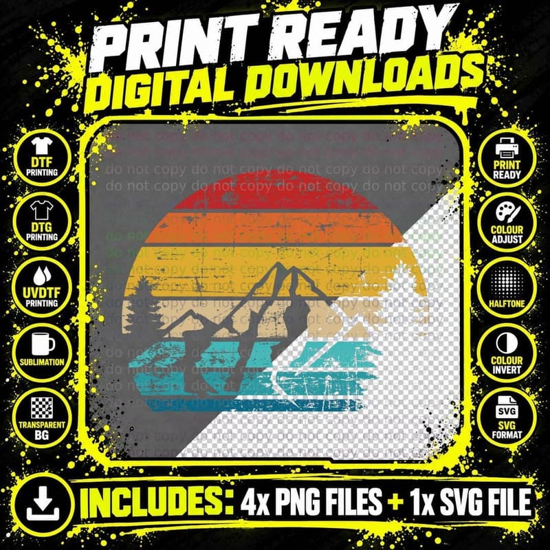 Mountains Vintage Camping T-Shirt Png SVG Digital Bundle