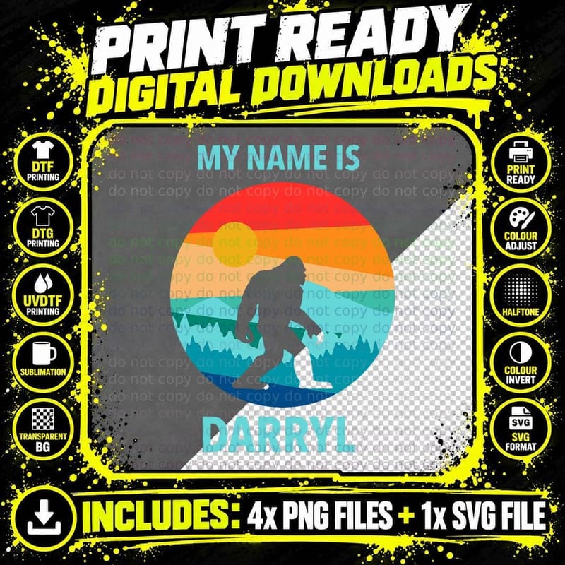 My Name Is Darryl Funny Bigfoot Camping Beer Lover Gift Png SVG Digital Bundle