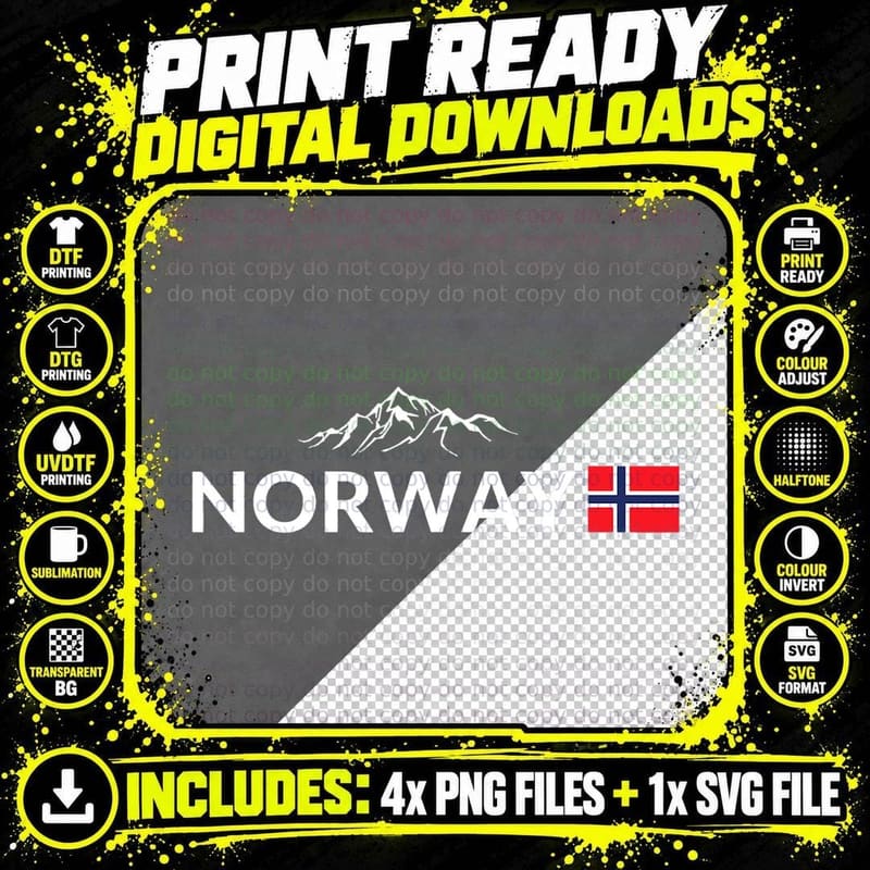 Norway Flag Mountain Outdoor Trip in Norway T-Shirt Png SVG Digital Bundle