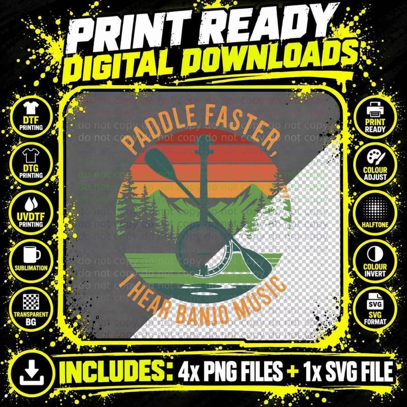 Paddle Faster I Hear Banjo Music Pickleball T-Shirt Png SVG Digital Bundle